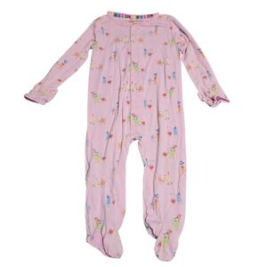 Magnetic Me Pink Footie Pj's with Colorful Food Print Size 3-6 Months